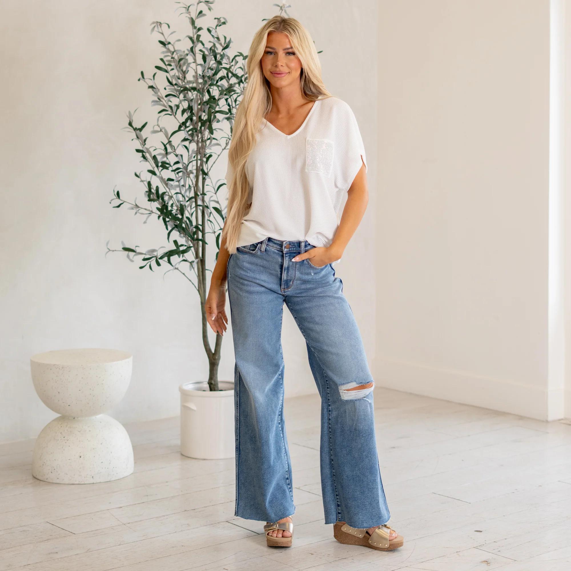 Judy Blue Vintage Wash Wide Leg Jeans