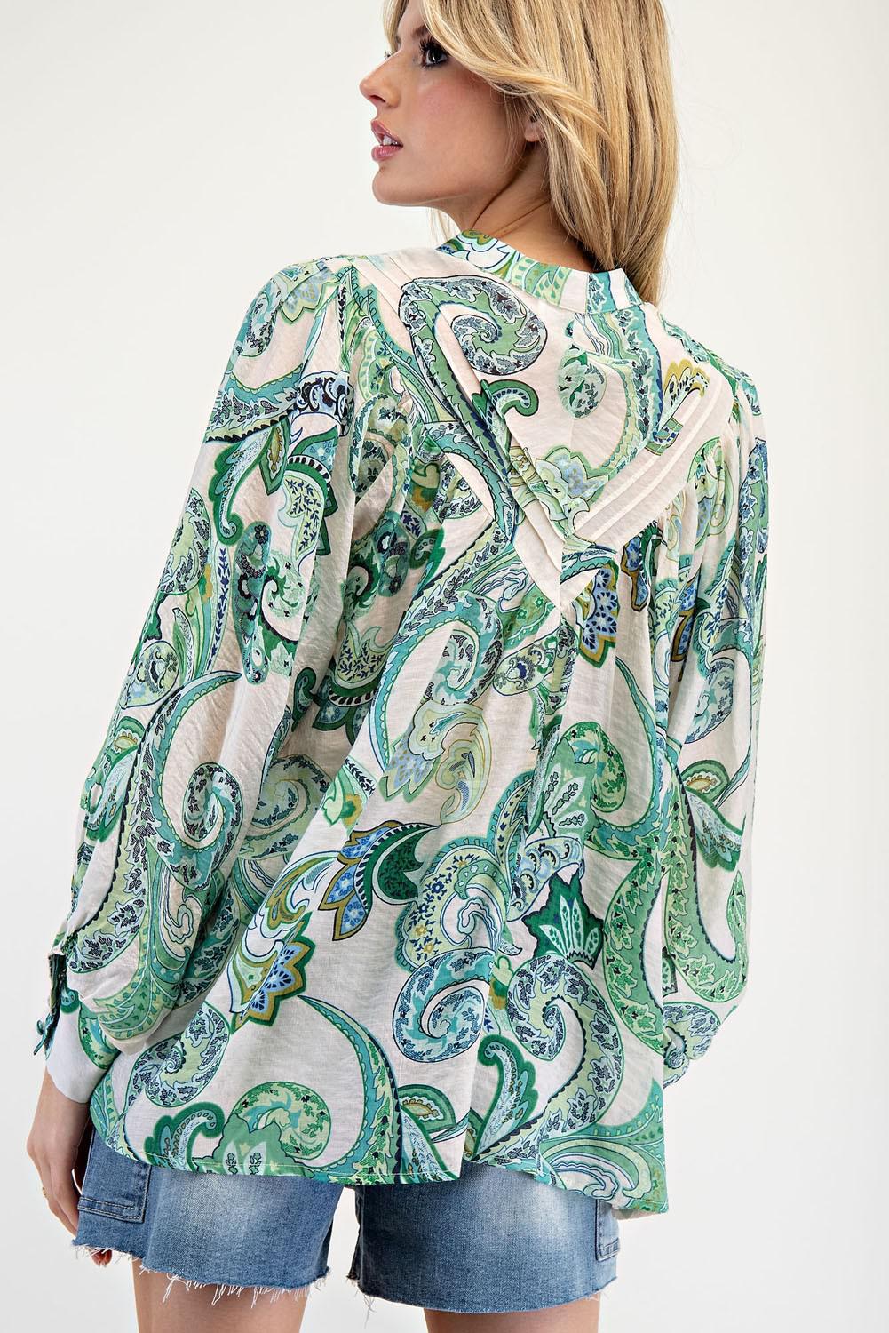 Paisley Bubble Sleeve Top