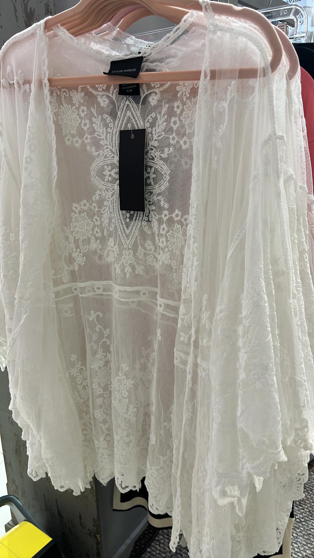 Ivory Lace Floral Kimono