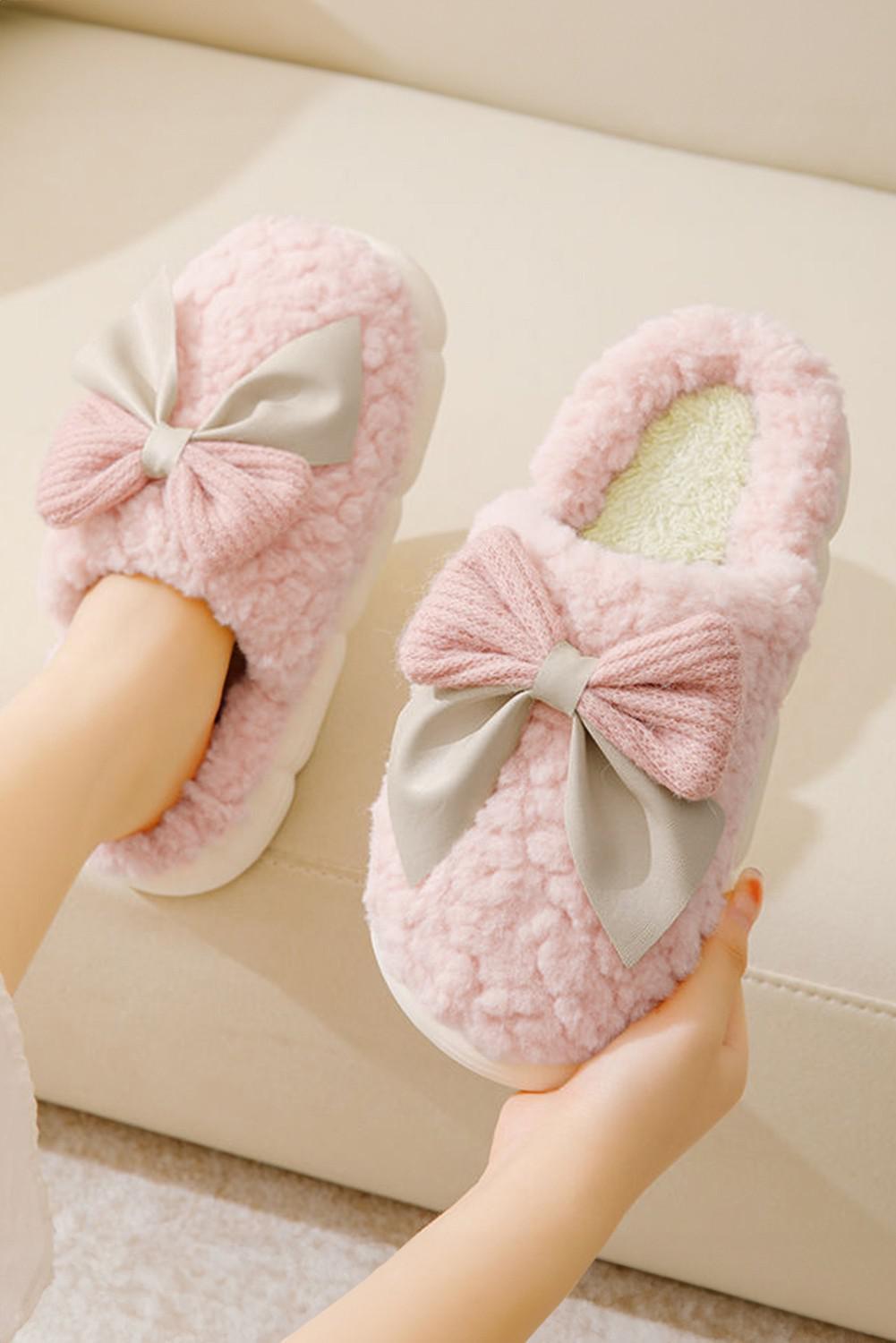 Bowknot Plush Slippers