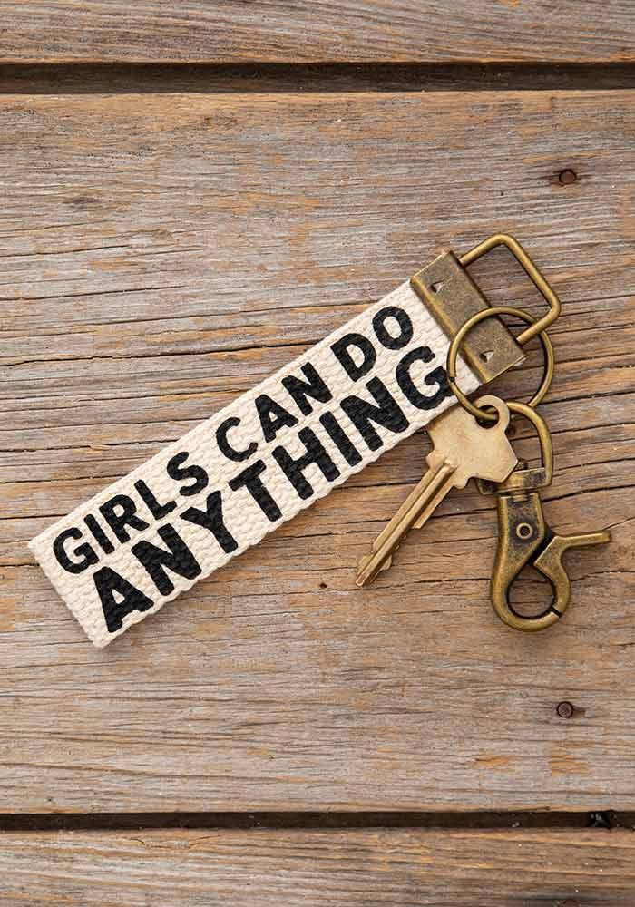 Girls Can Do Anything Canvas Key Fob
