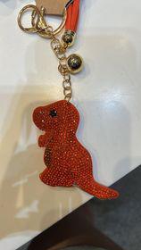 Orange Dinosaur Bling Keychain
