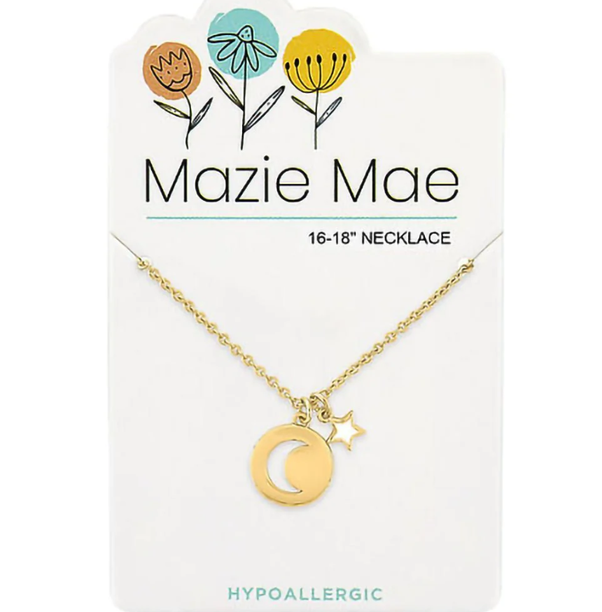 Gold Moon Pendant & Star Dangle Mazie Mae Necklace