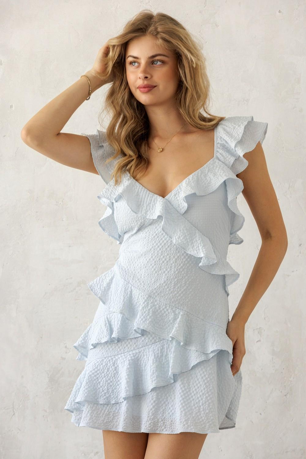 Textured Ruffle Mini Dress