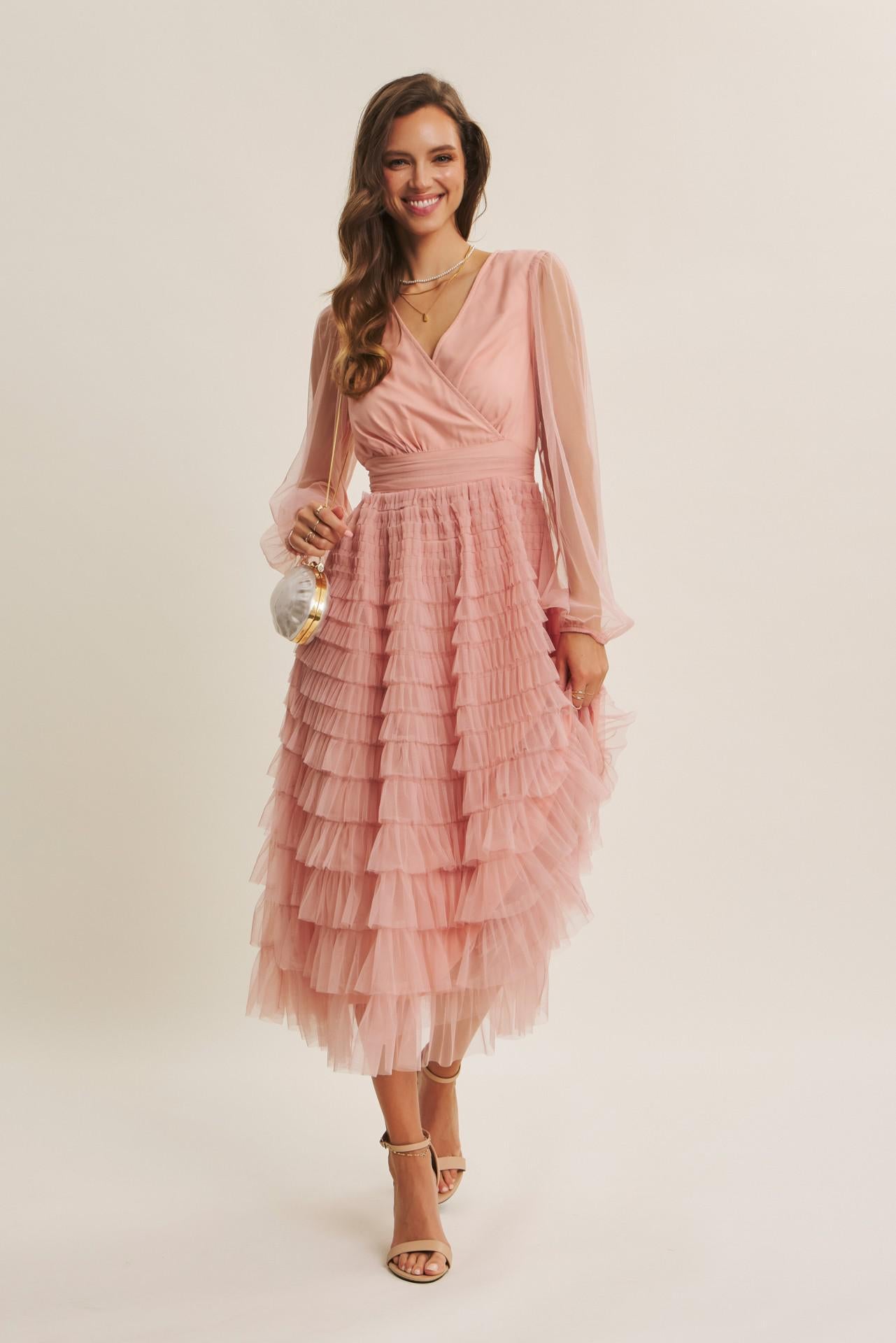 Pure Magic Ruffled Mesh Midi Dress