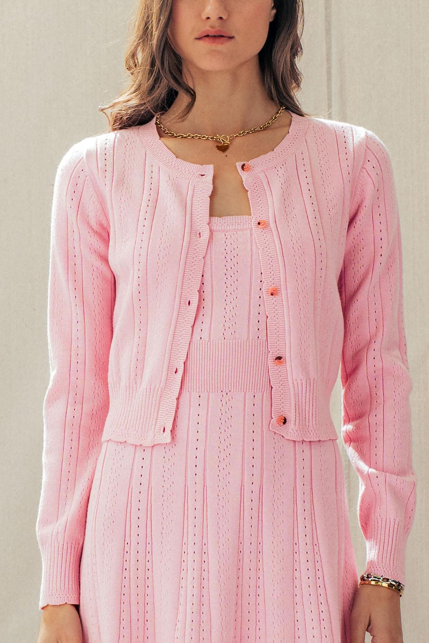 Pink Sweetheart Pointelle Knit Cardigan
