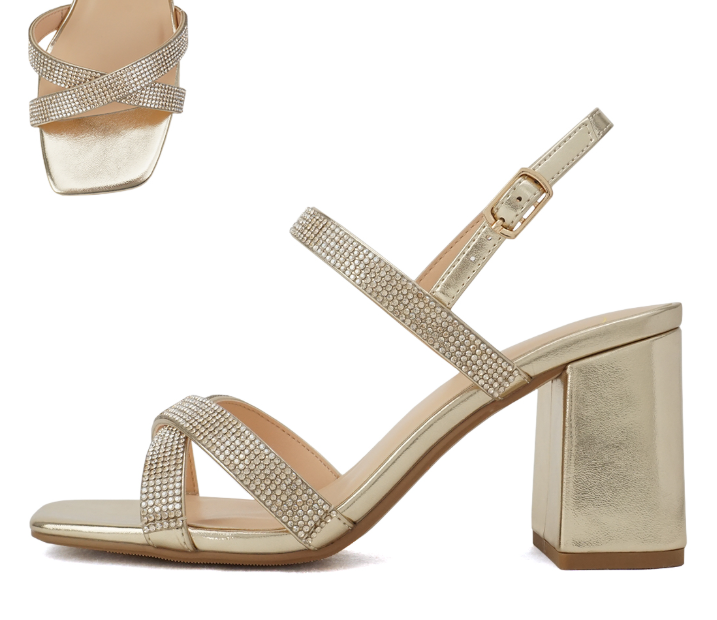 Hadenna Gold Sparkle Heels