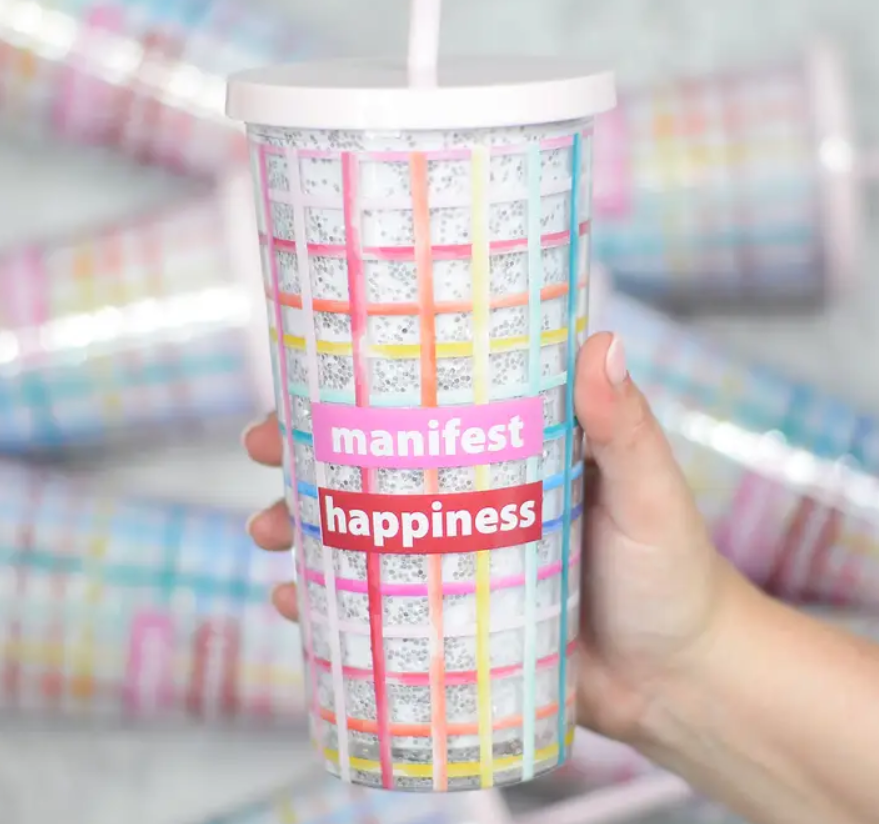 Manifest Happiness Plastic Tumbler