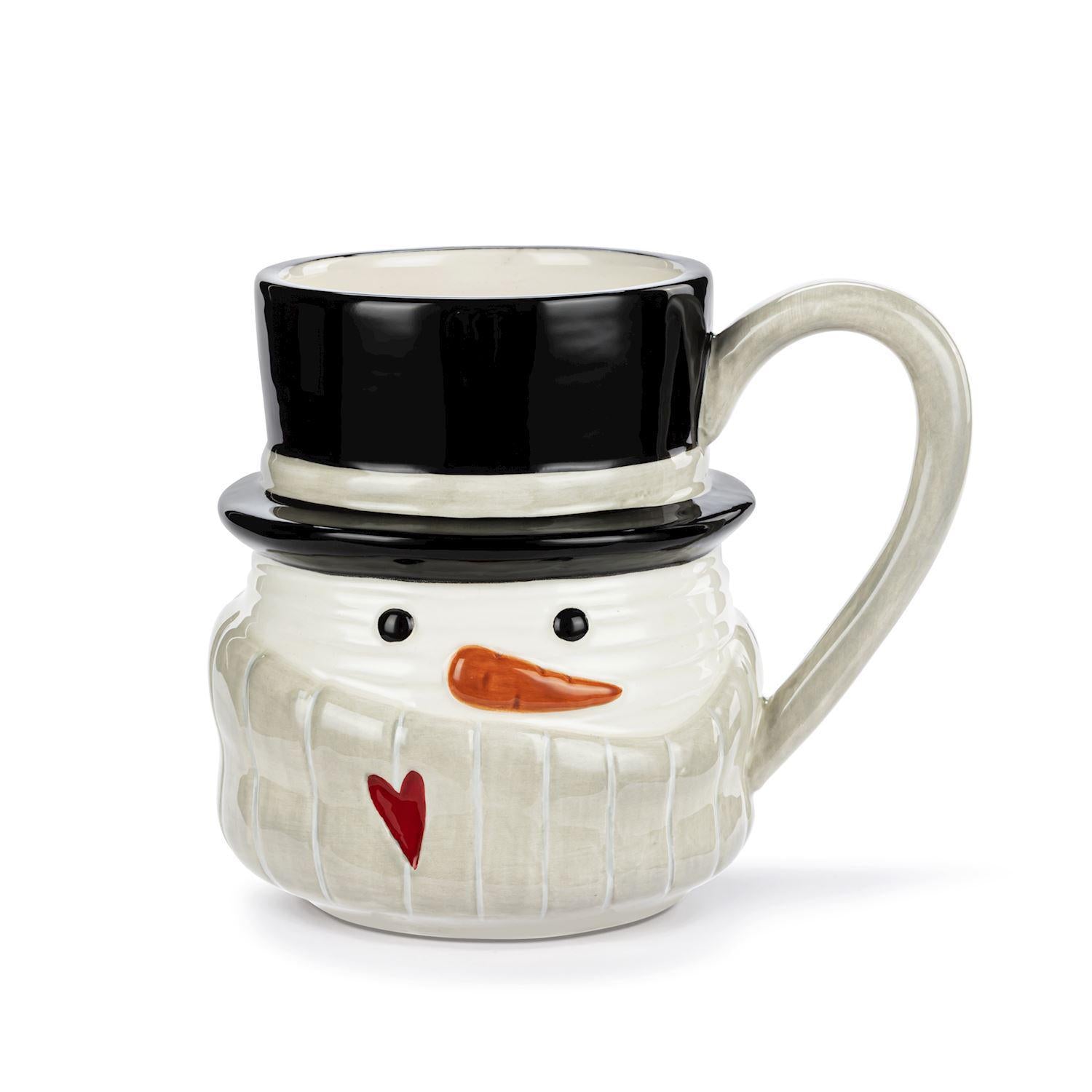 Snowman Red Heart Cream Ceramic Mug - 20oz