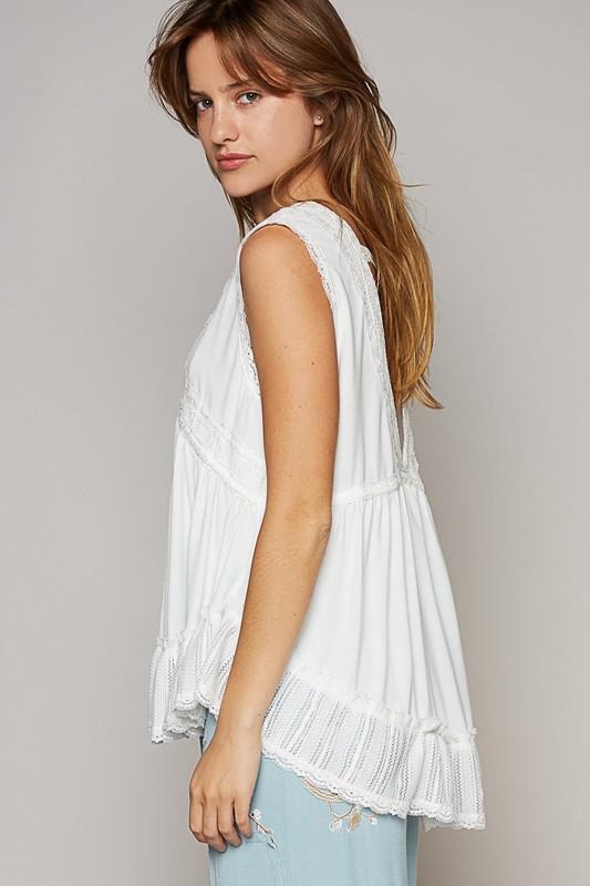 Ivory Lace Trim Top