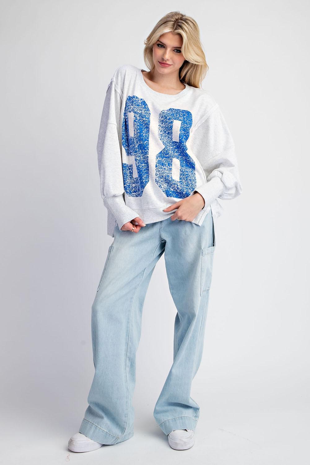 Faded Varsity Pullover Top