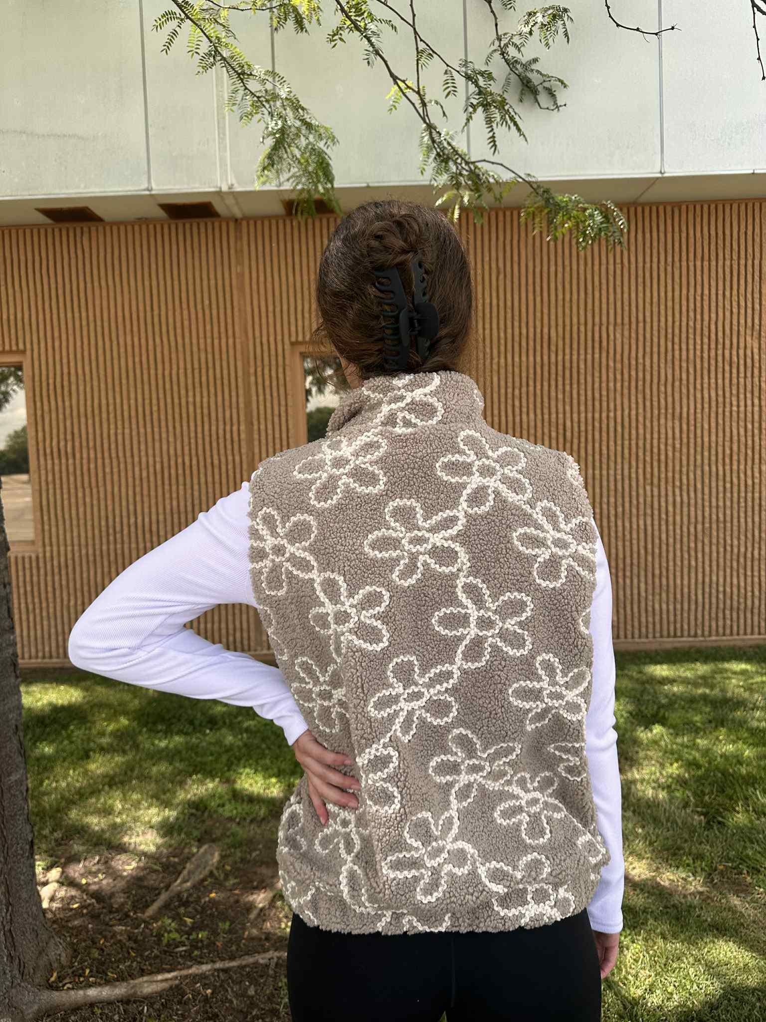 Tan Floral Vest