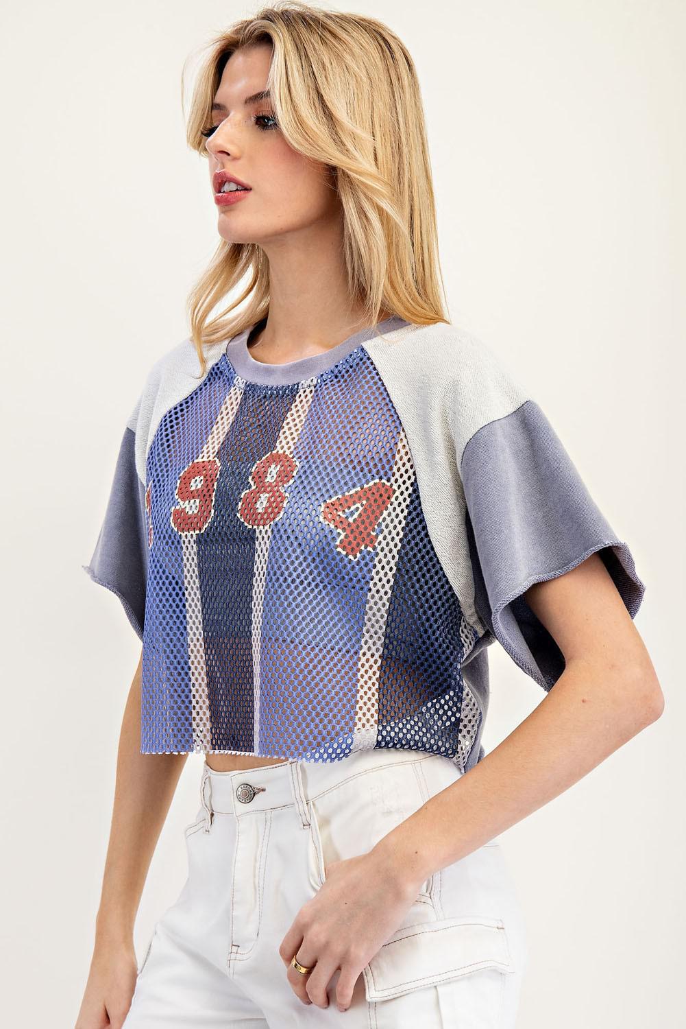 Cropped Colorblock Varsity Top