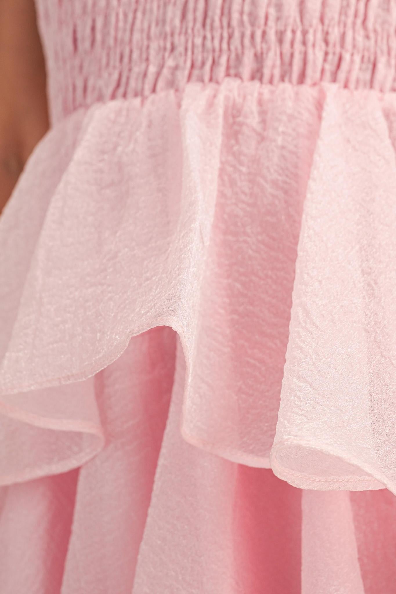 Strapless Tiered Ruffled Layered Maxi Dress