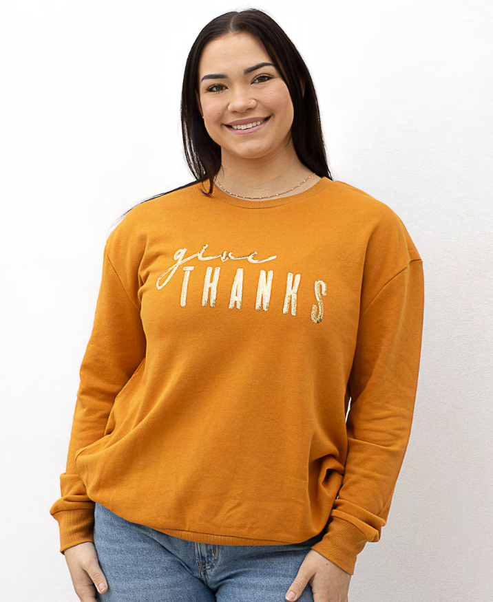 Give Thanks Sequin Sweatshirt