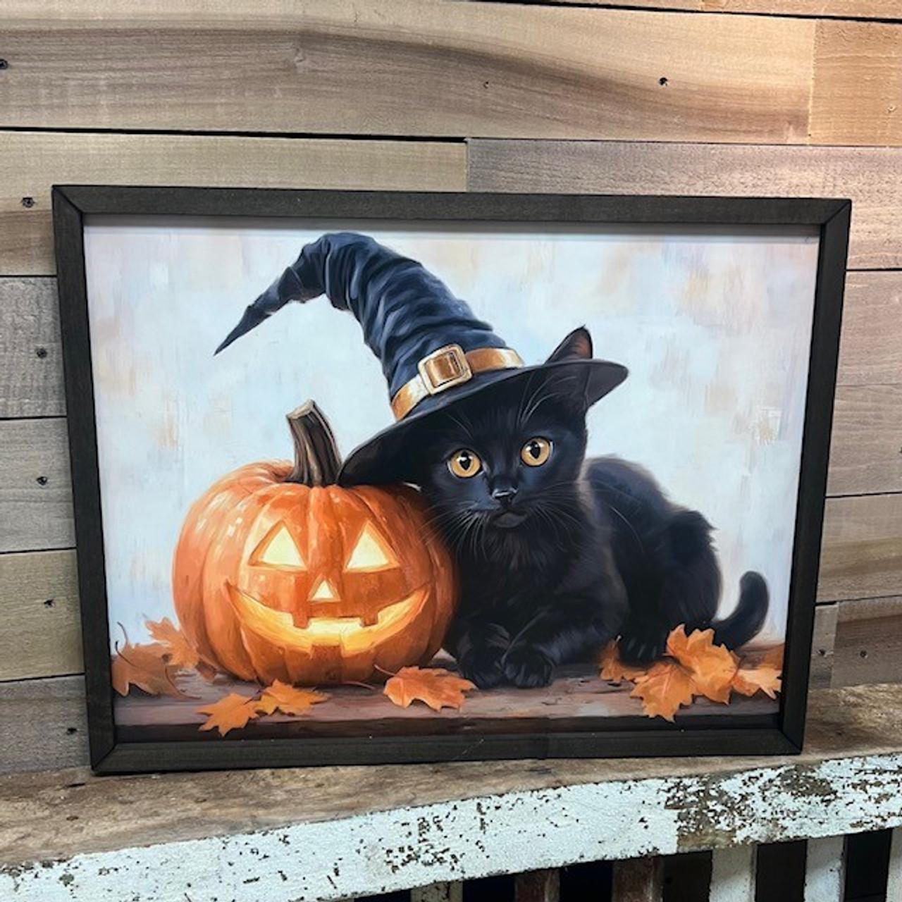 Halloween Black Cat Box Frame 18 x 24