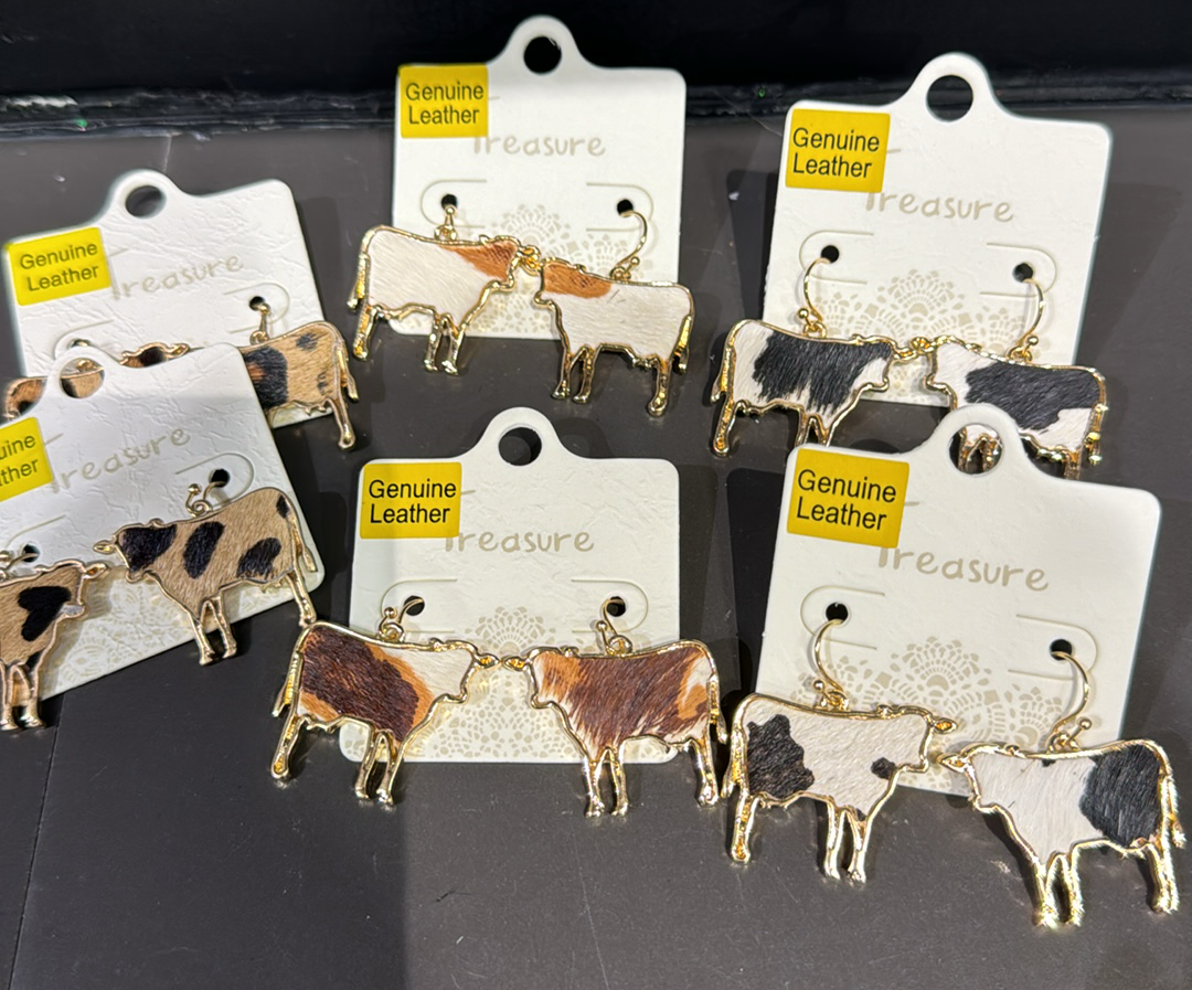 Cowhide Cow Earrings