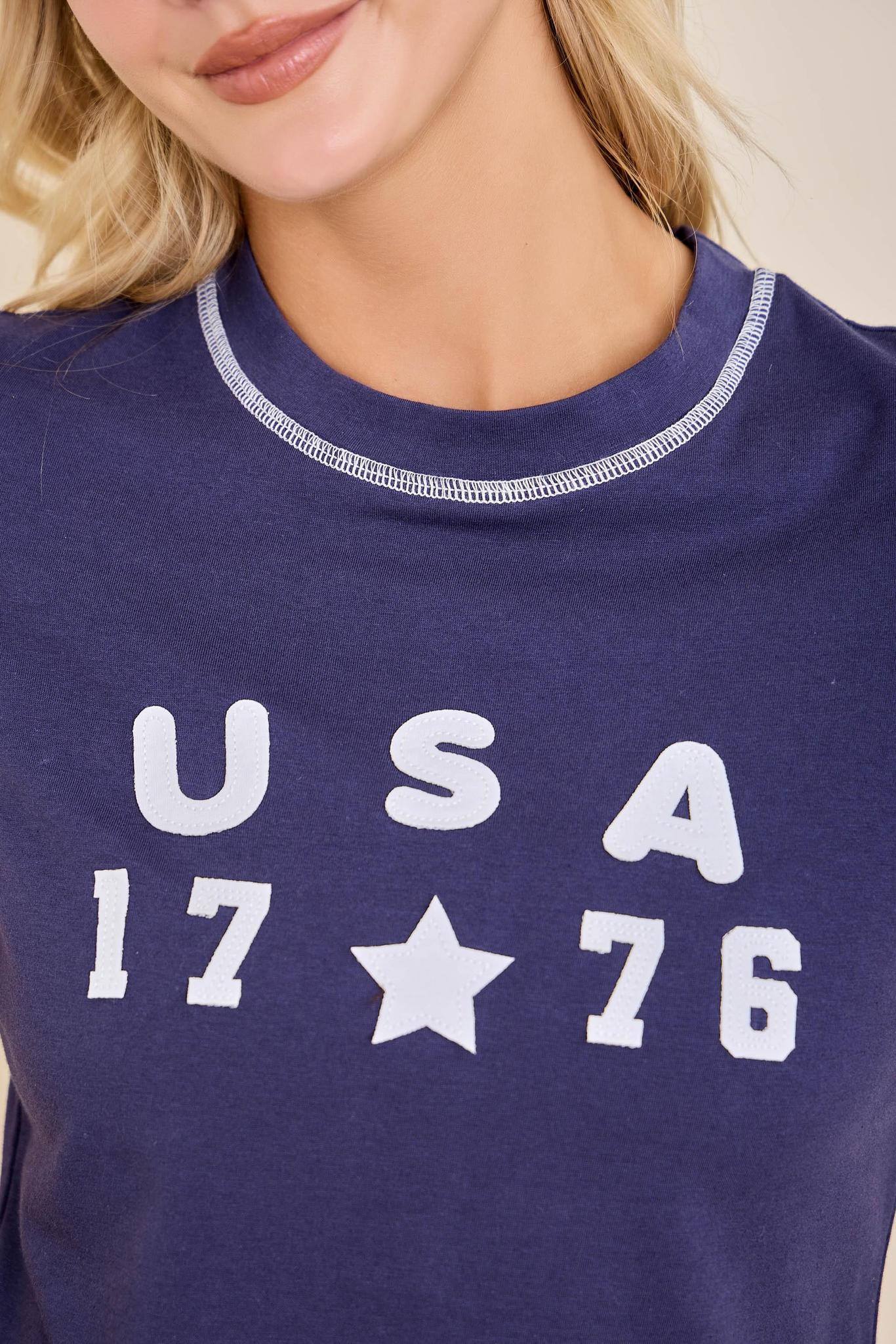 USA Puff Letter Short Sleeve Tee