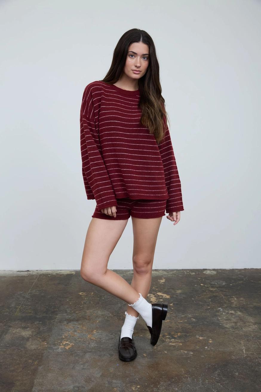 Burgundy Stripe Set
