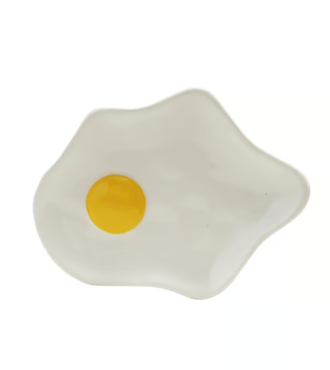 Hand-Painted Stoneware Egg Shaped Dish