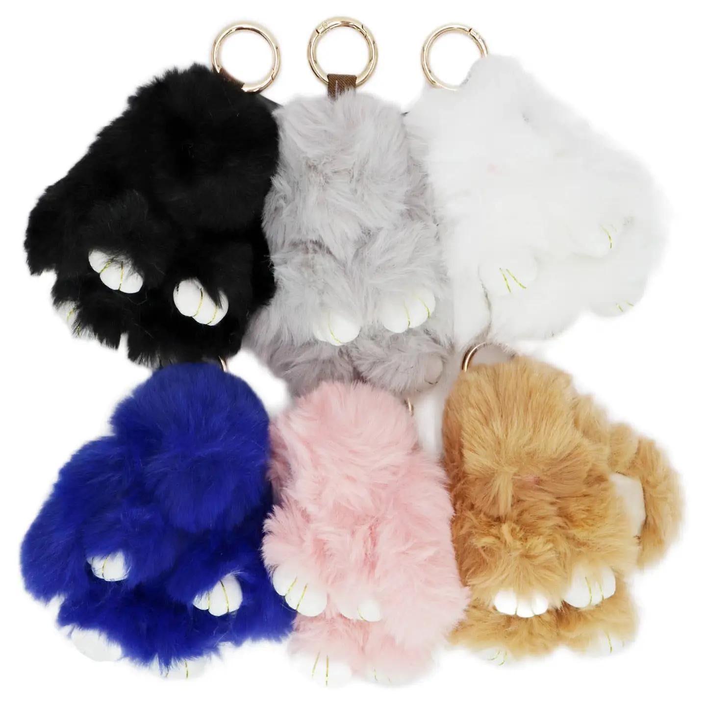 Bunny Rabbit Fuzzy Faux Fur Plush Doll Key Chain