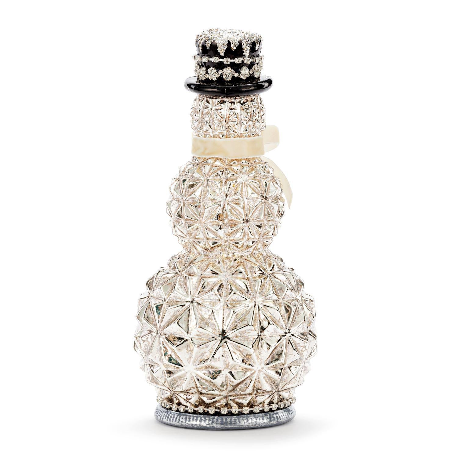Mercury Glass Sparkle Lit Snowman Figure - 6x11in