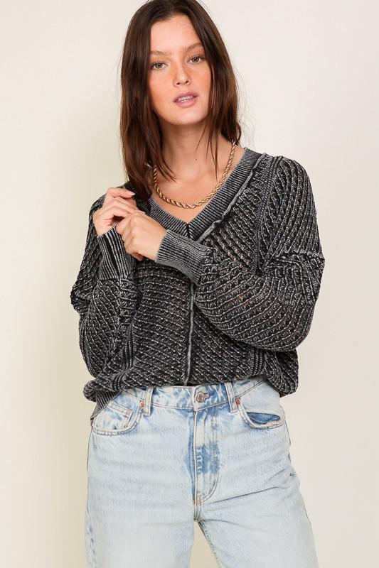 Black Crochet Sweater