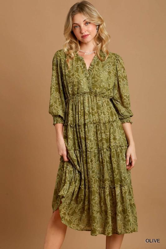 Paisley Olive Dress