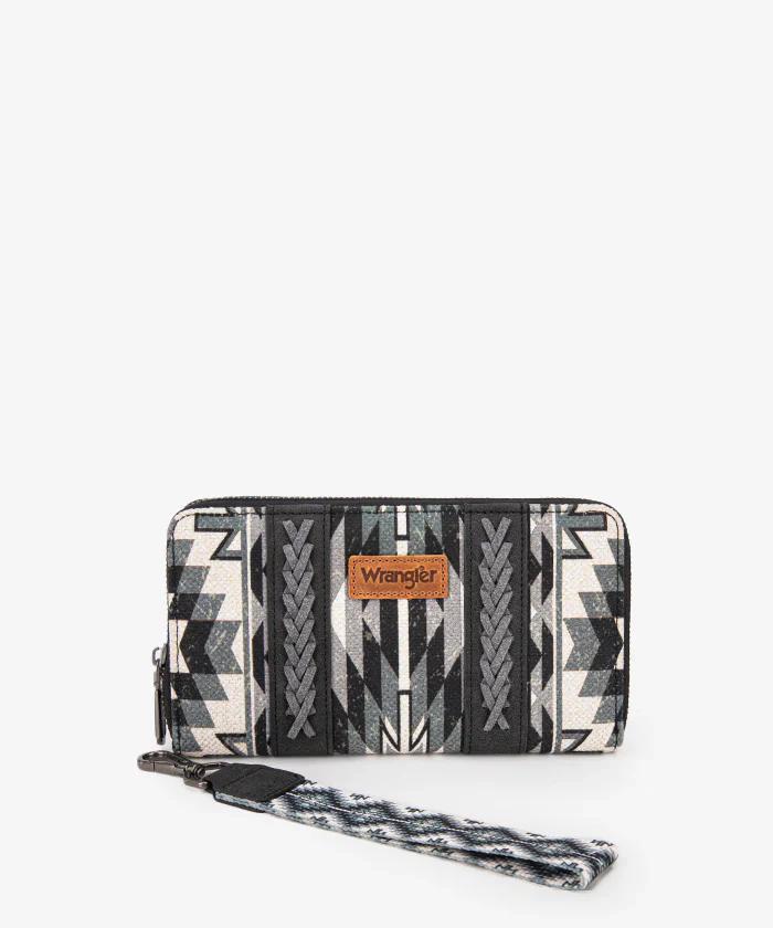 Wrangler Aztec Print Whipstitch Canvas Wallet