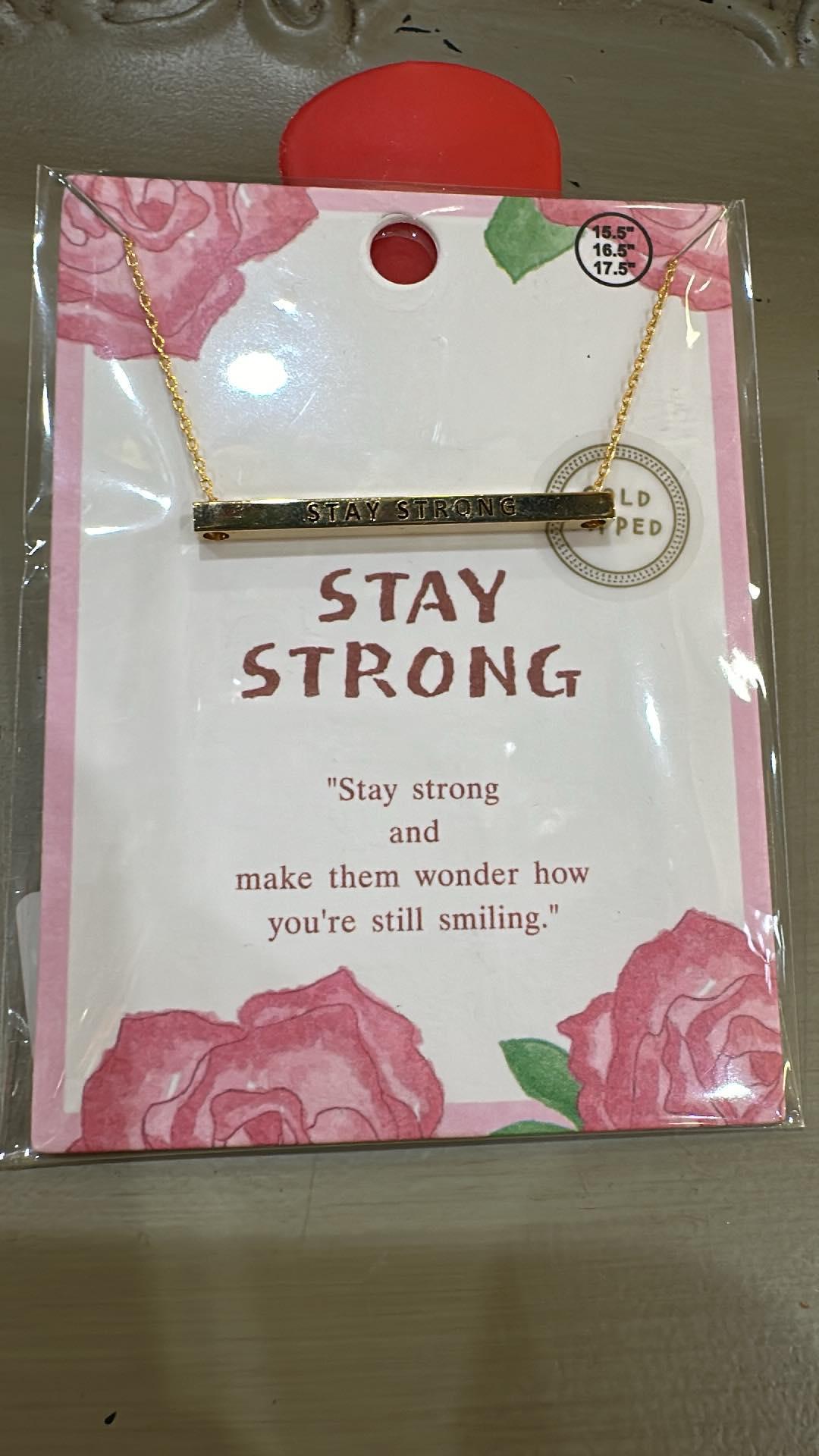 Stay Strong Gold Bar Necklace
