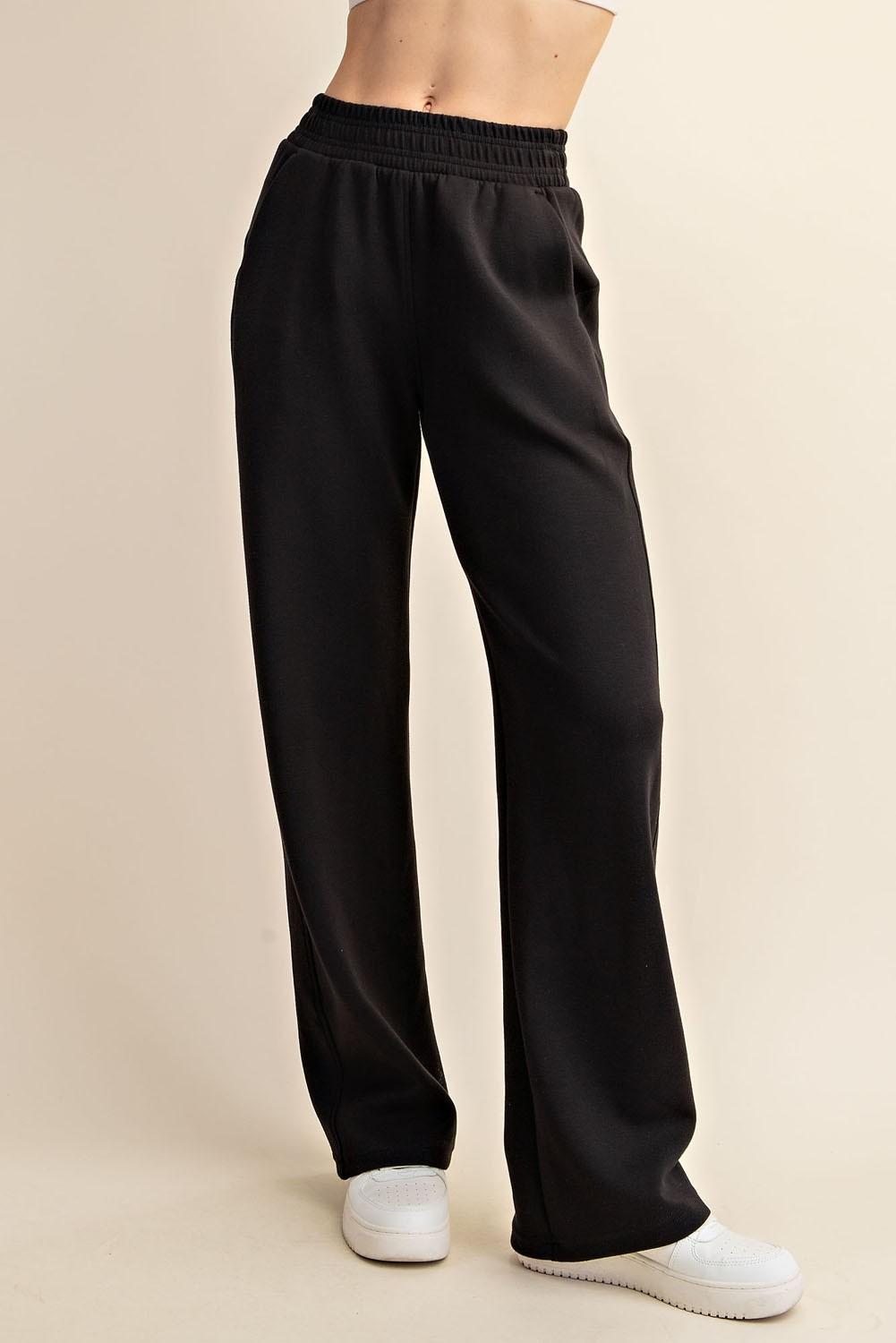 Black Modal Scuba Straight Pant