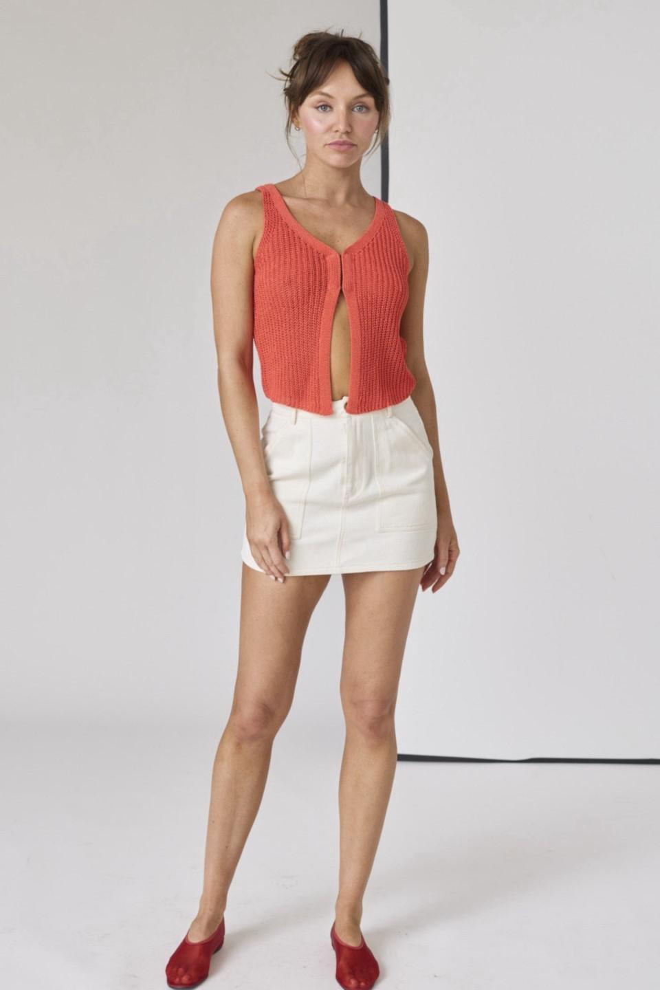 White Denim Mini Skirt