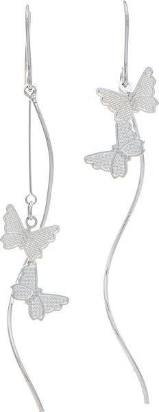 Silver Floating Butterflies Wire Earring