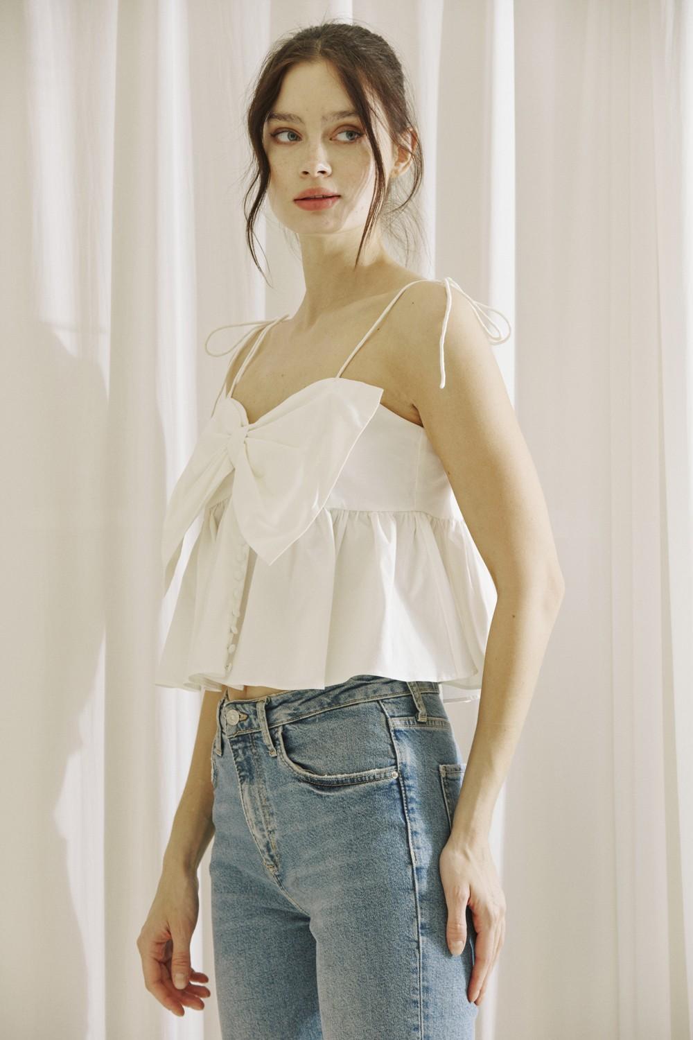 Monochromatic Bow Baby Doll Top