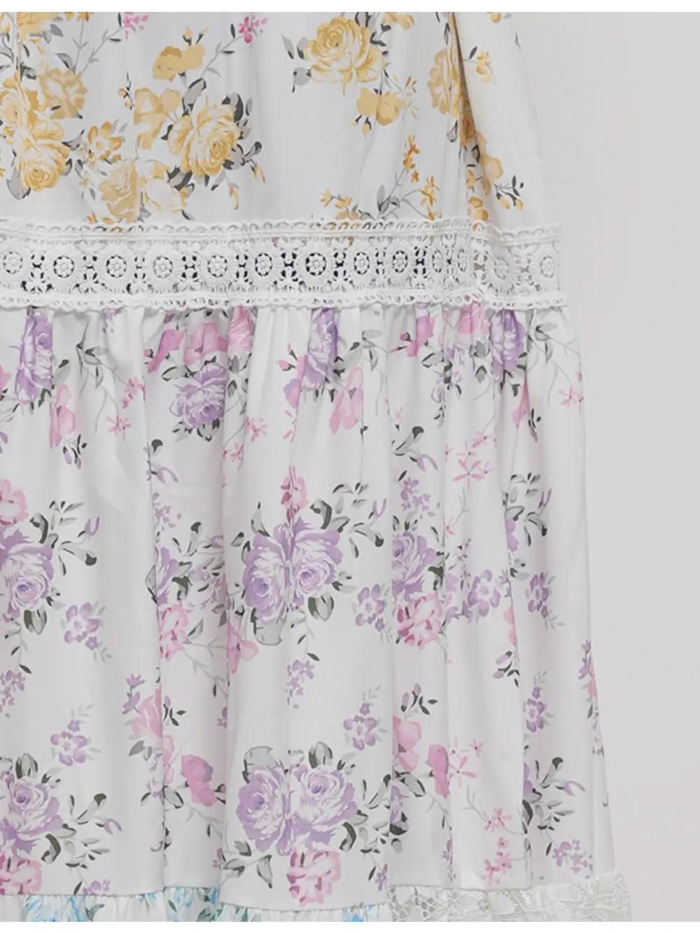 Boho Floral Print Square Neck Puff Sleeves Maxi Dress