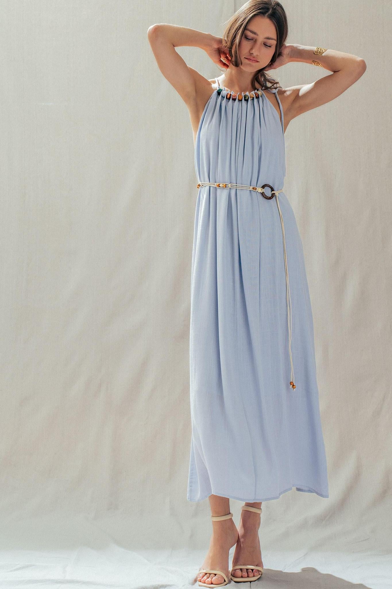 Isla Grace Beaded Halter Maxi Dress