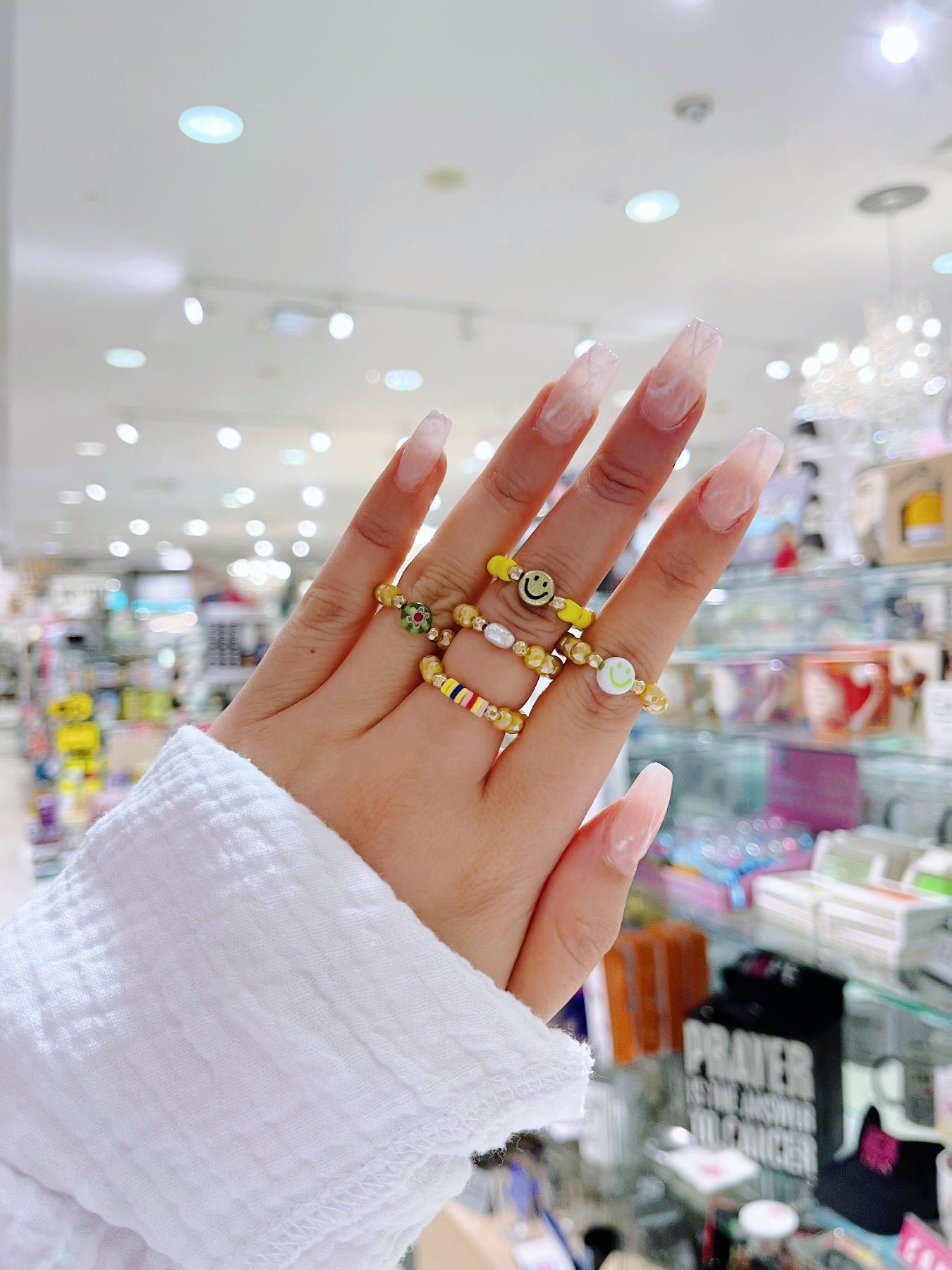Smile Beaded  Ring Set