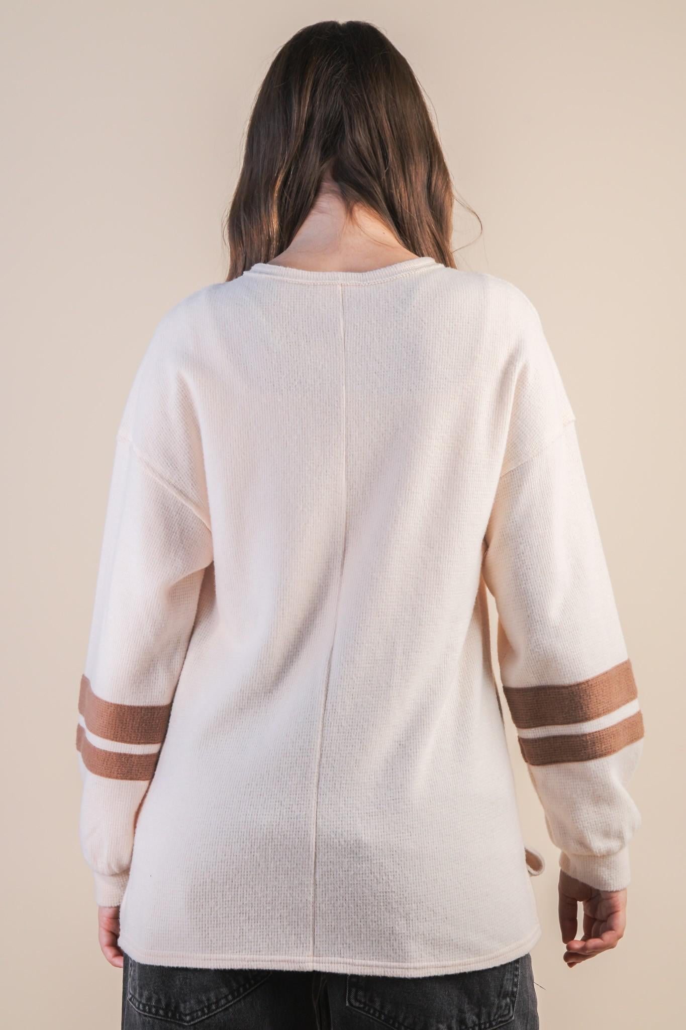 Cream Oversized 17 Print Graphic Knit Top