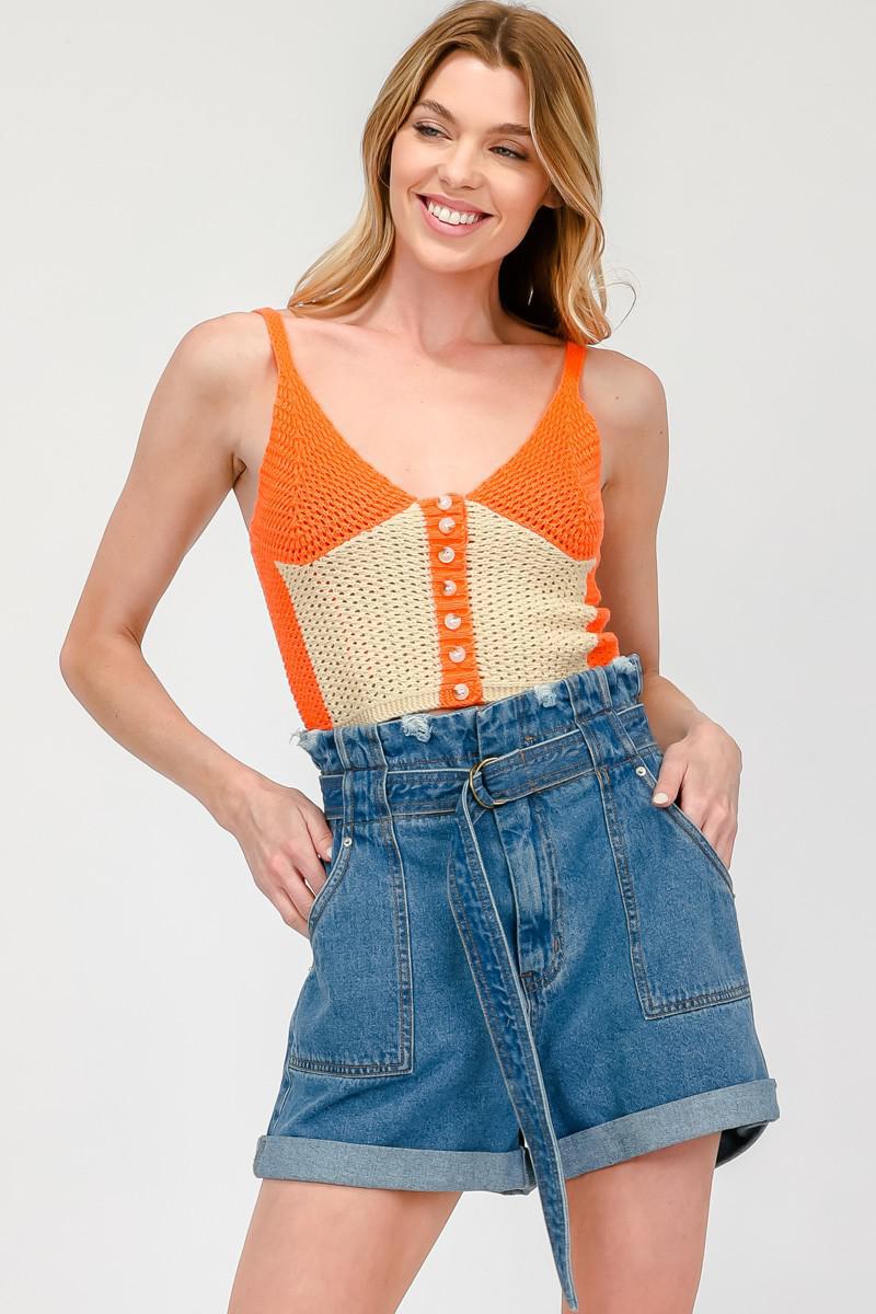 Orange Combo Crochet Top