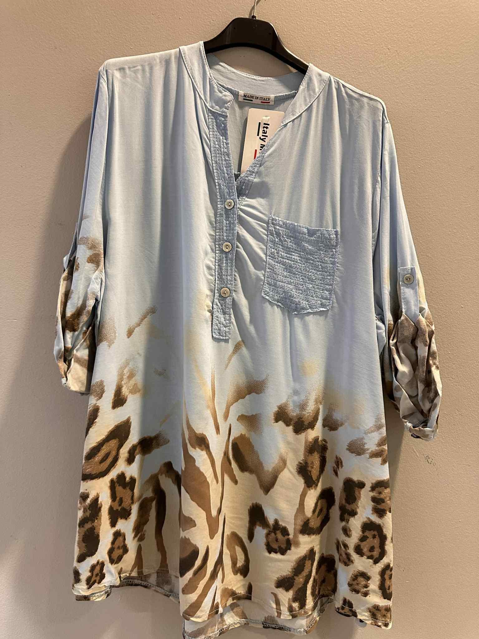 Printed One Pocket Sequin Top