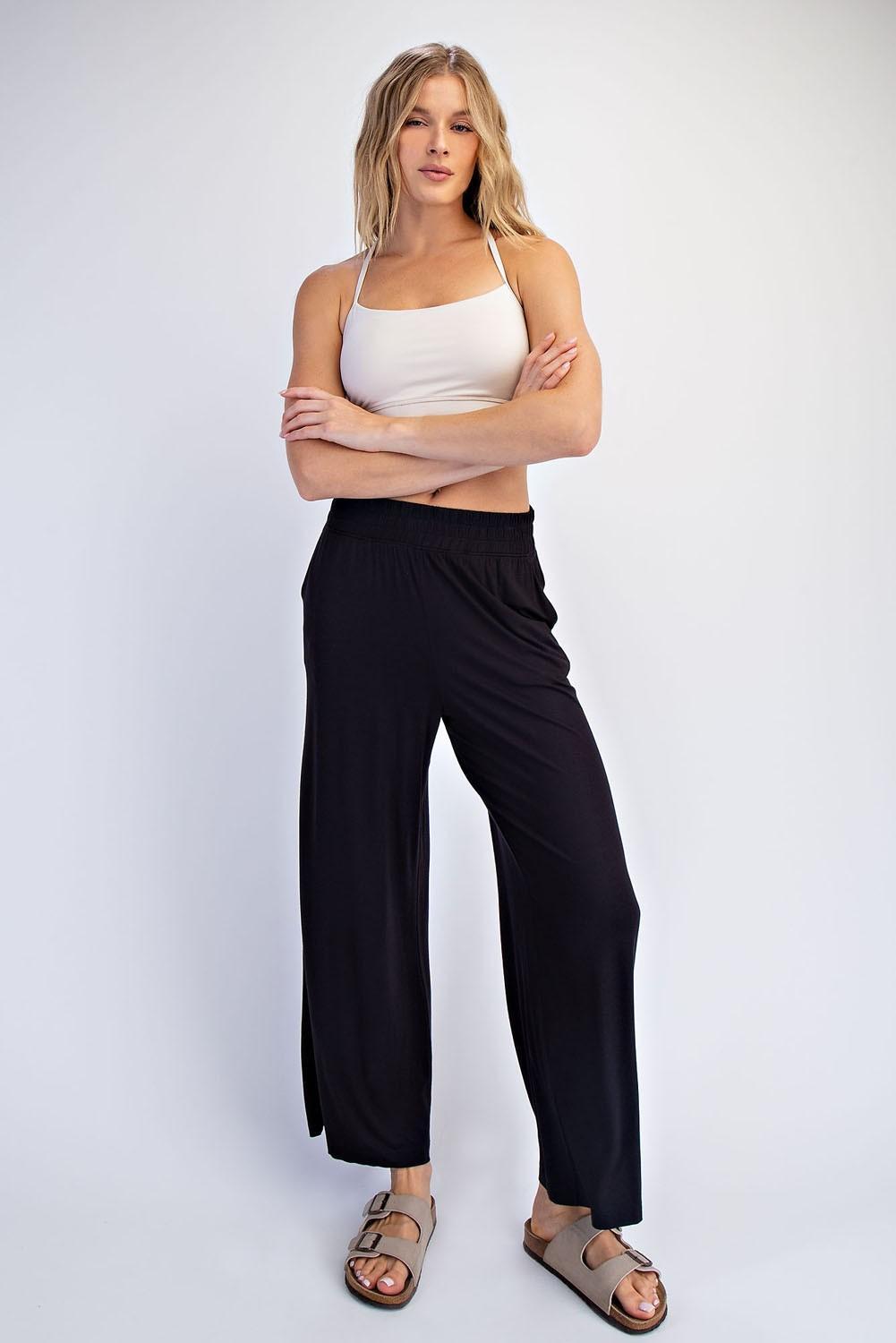 Viscose Modal Cropped Wide Leg Pants