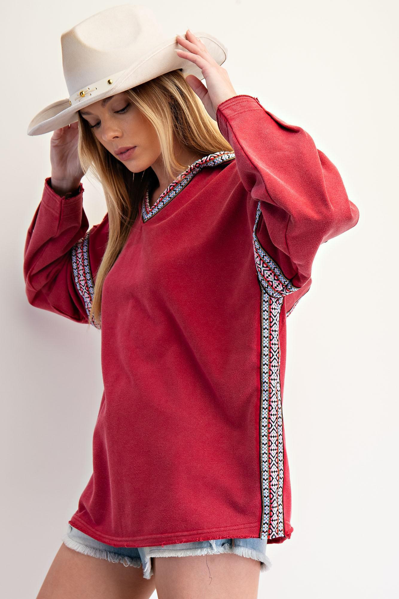 Red Rodeo Washed Terry Hoodie