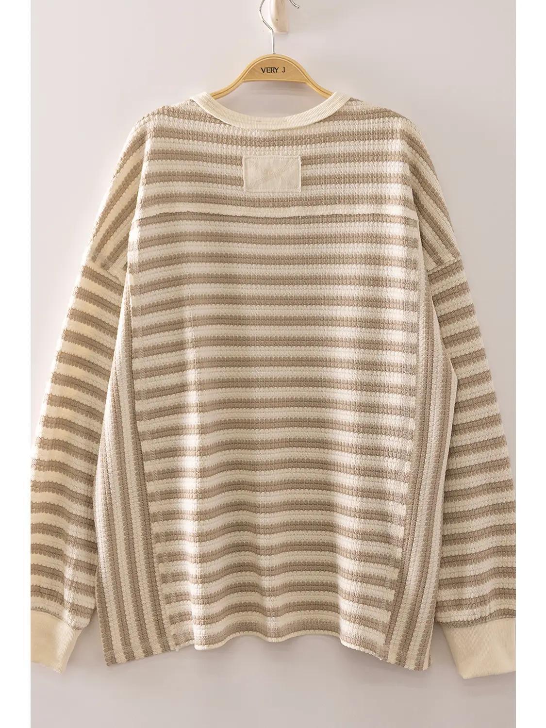 Taupe Stripe Waffle Top