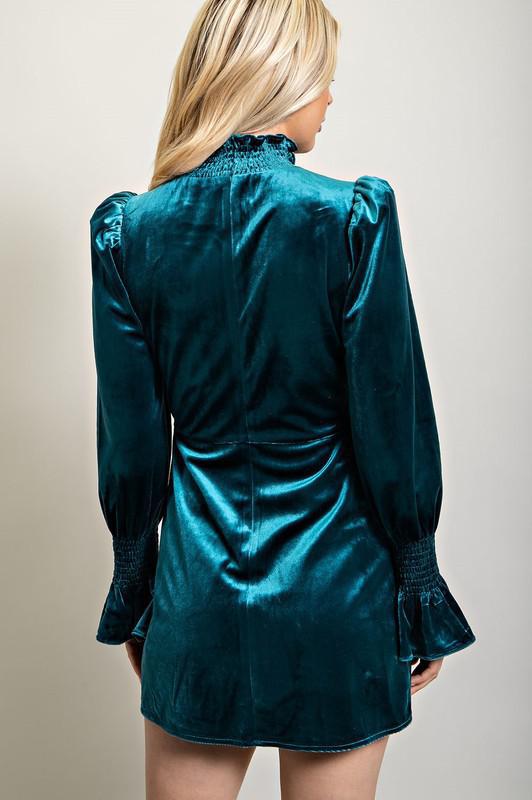 Teal Velvet Mini Dress