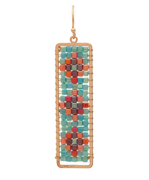 Aqua Multicolored Woven Earring