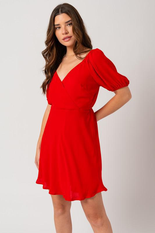 Little Red Surplice Dress
