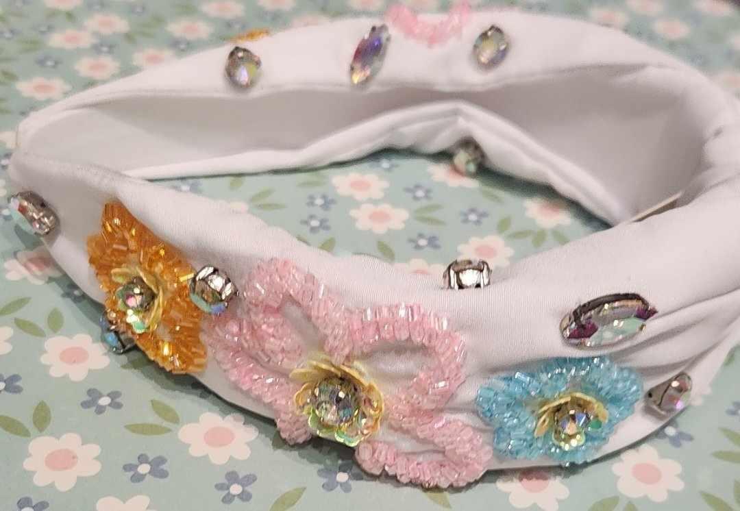 White Multi Color Flower Headband