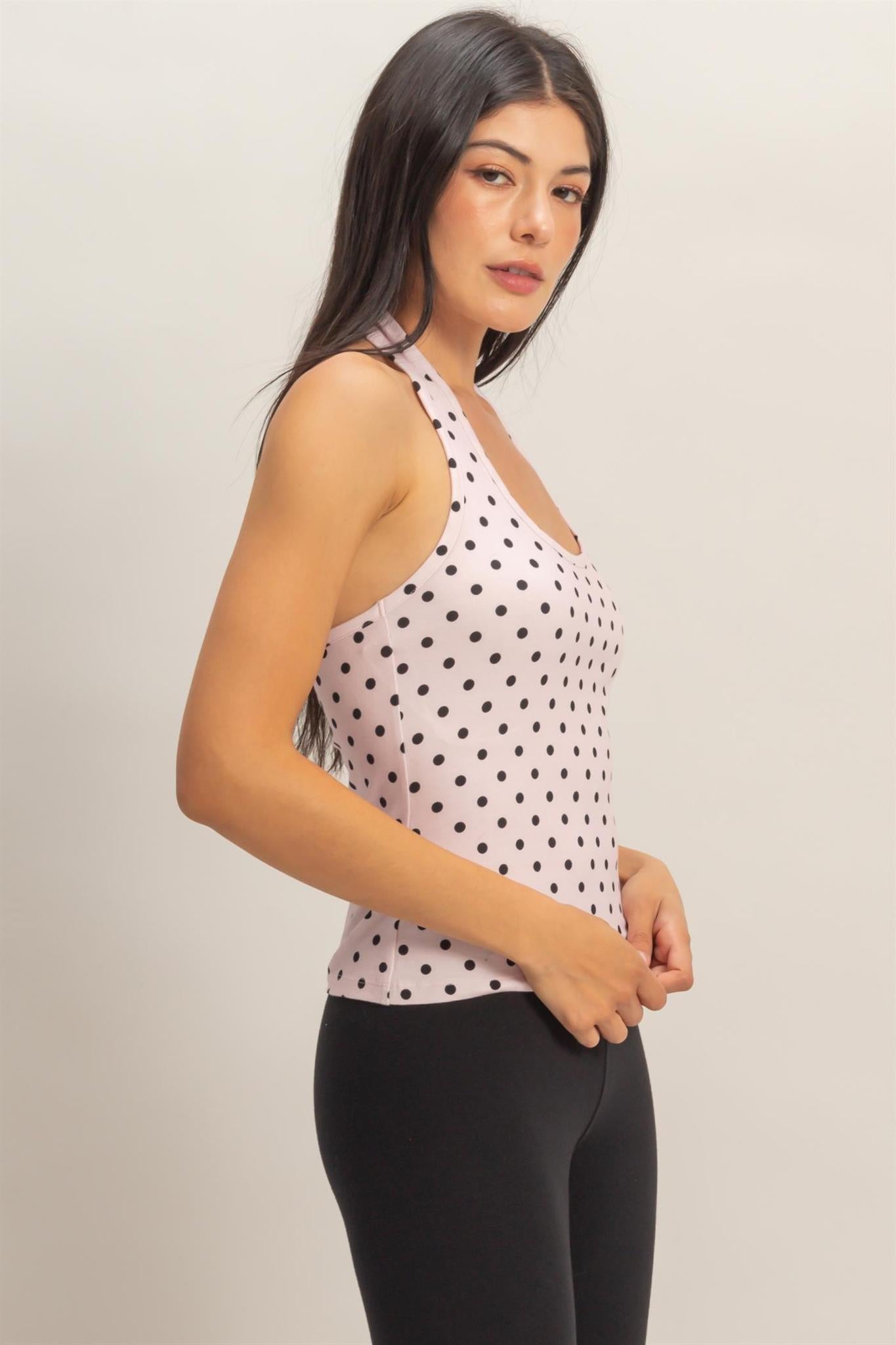 Polka Dot Halter Top - Pink