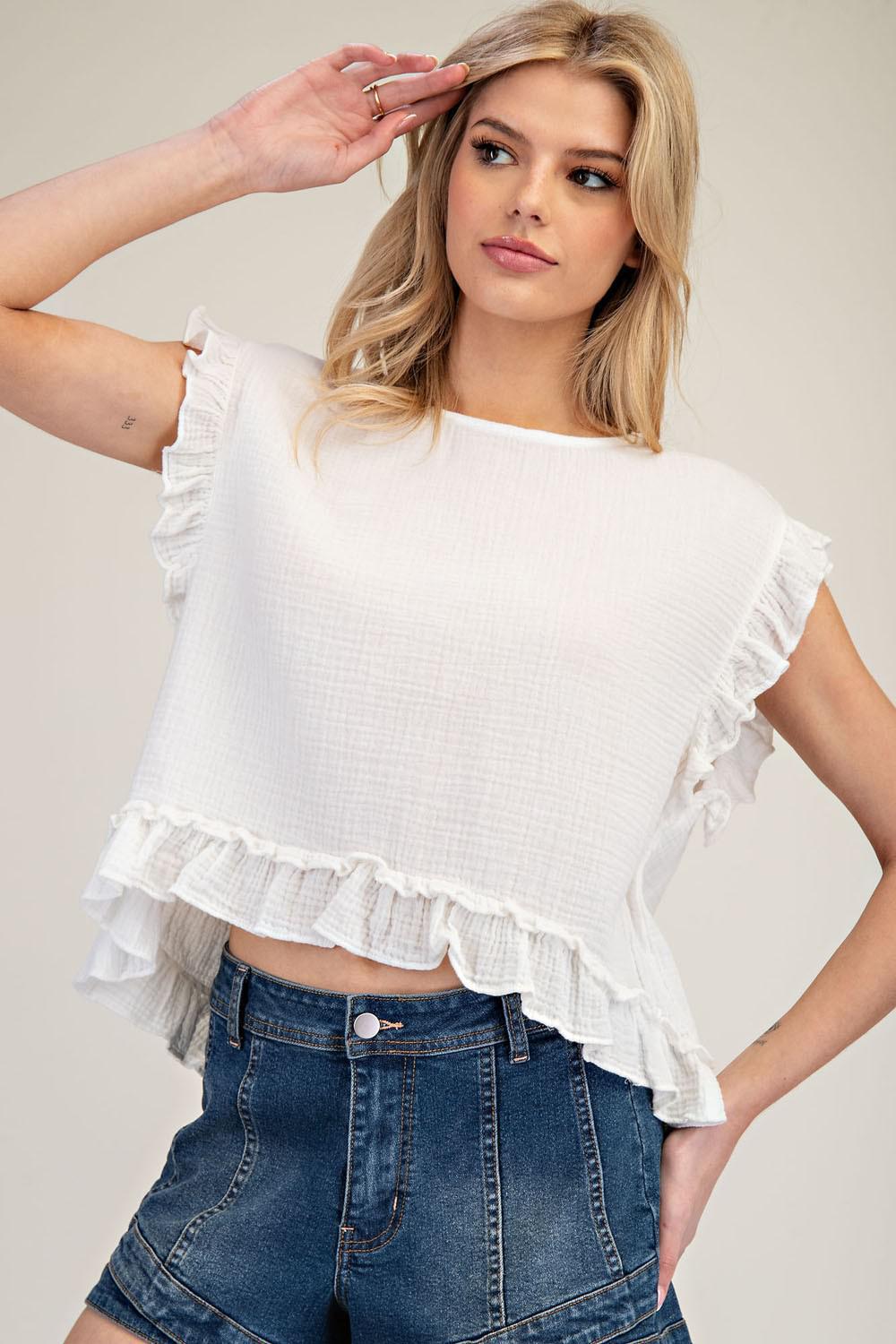 Washed Ruffle Top