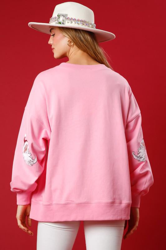 Pink Santa Sequin Sweatshirt